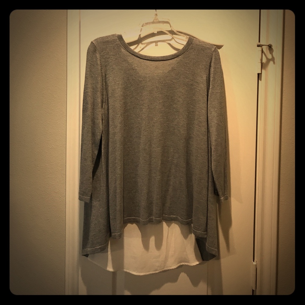 LOFT Lightweight Gray Tunic Sweater with tie back